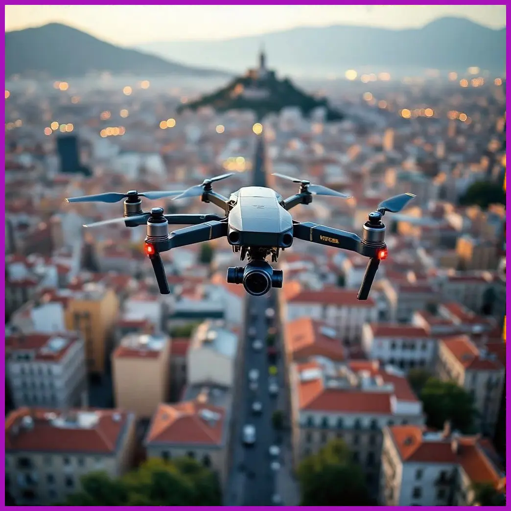 dron pequeno volando ciudad