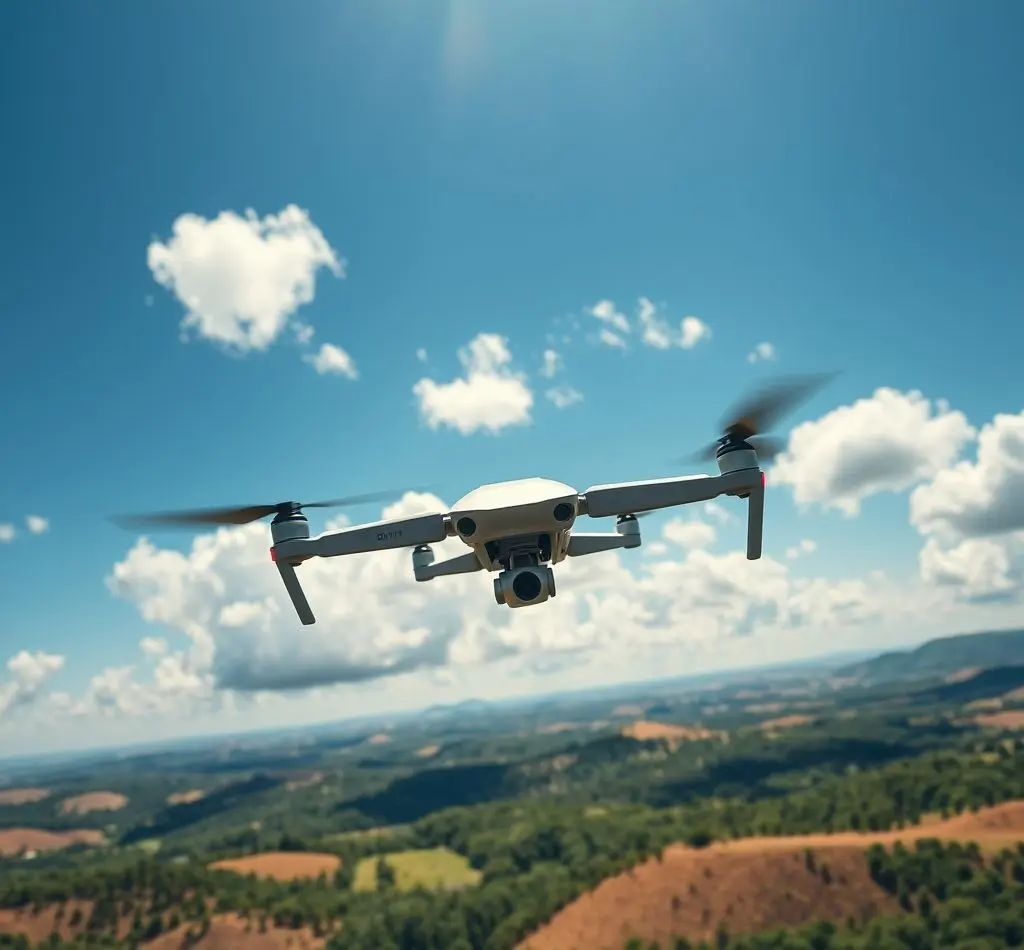 dron volando cielo azul