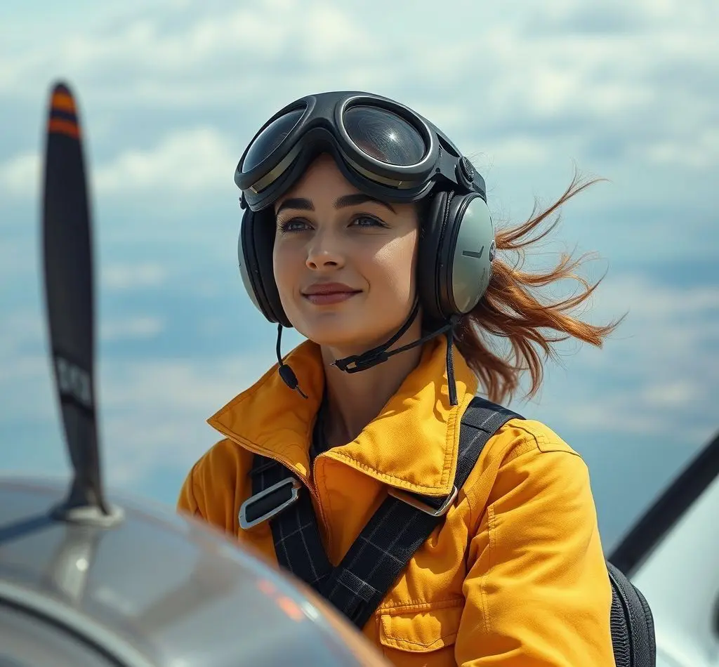 mujer piloto mirada desafio