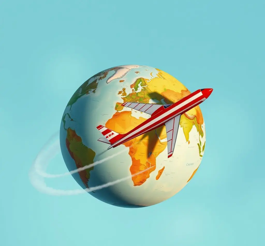 mundo con avion alrededor