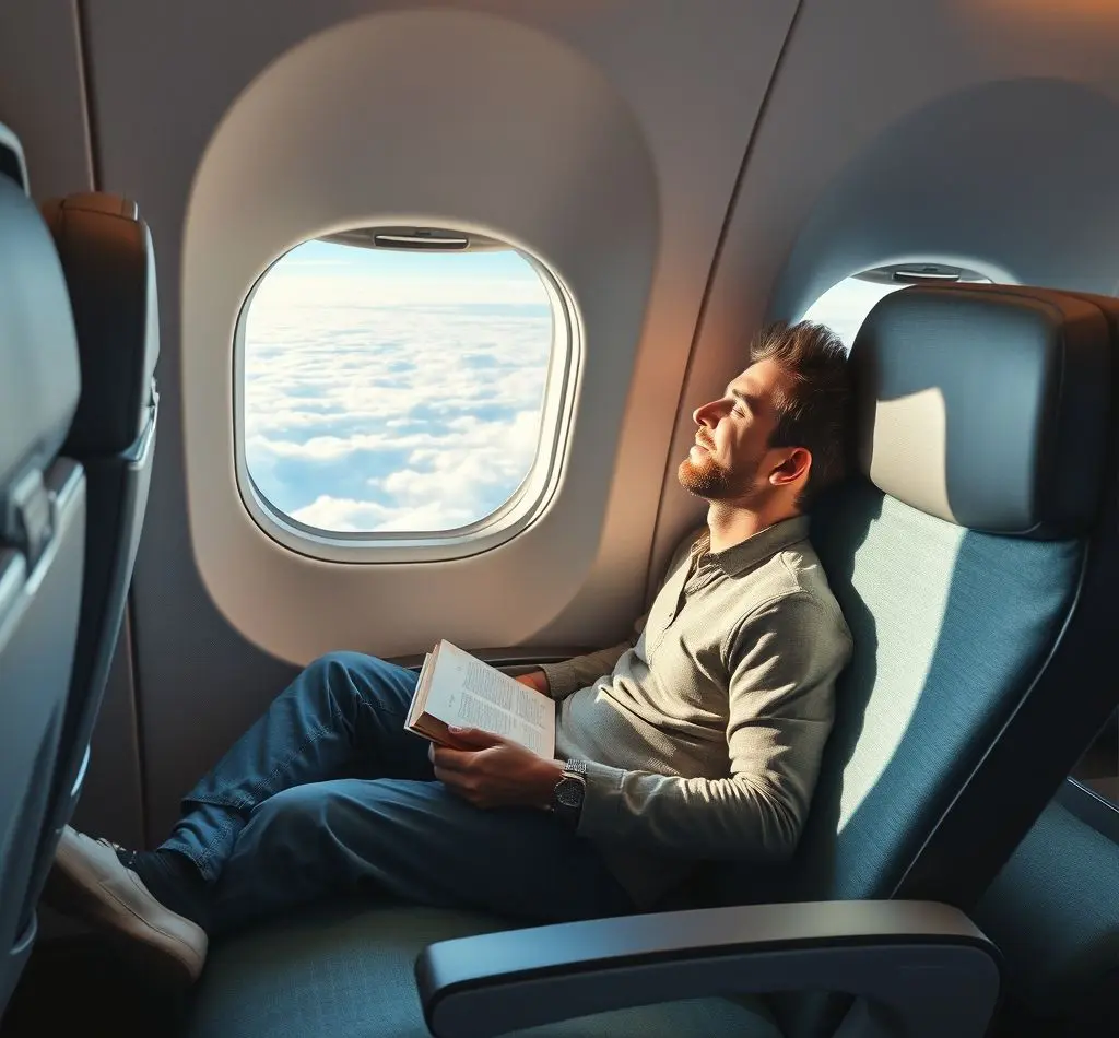 pasajero sentado comodo avion
