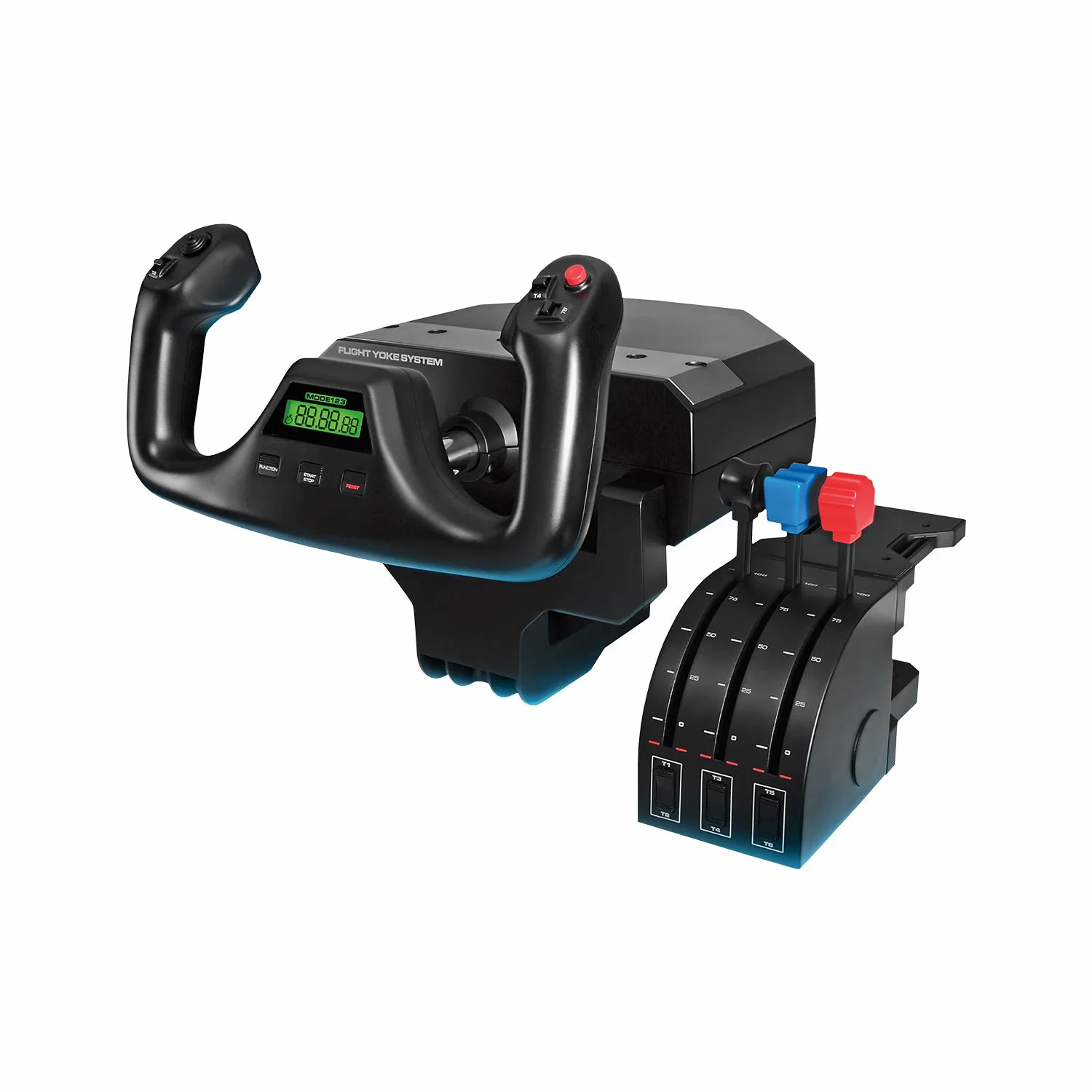 Logitech G Saitek Pro Flight Yoke Palanca de Mandos - Cuadrante de aceleración simulación de vuelo, eje de acero, 3 modos, 75 controles, USB - Negro