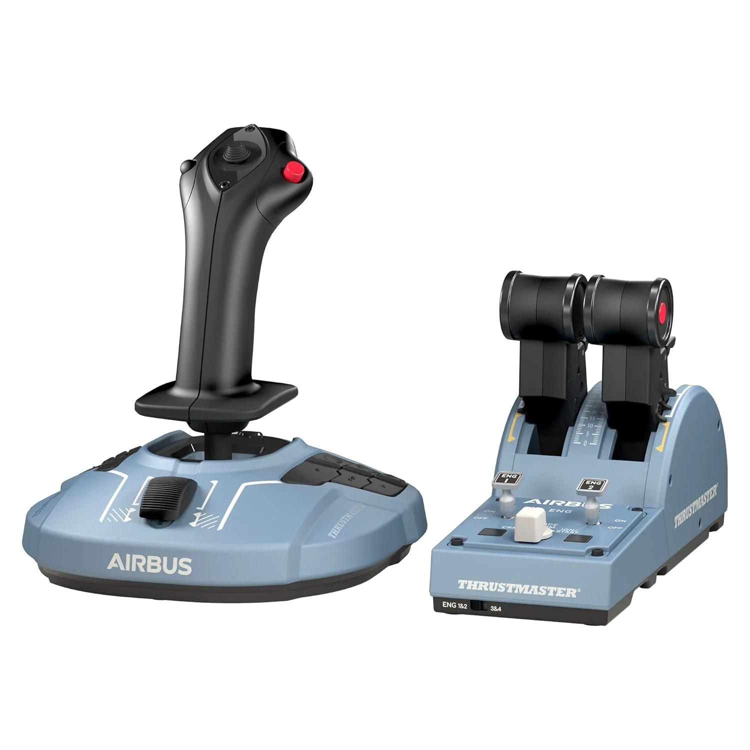 Thrustmaster TCA Officer Pack Airbus Edition - Stick y Acelerador - PC | Equipo con licencia oficial Airbus, réplicas ergonómicas 1:1, 28 botones