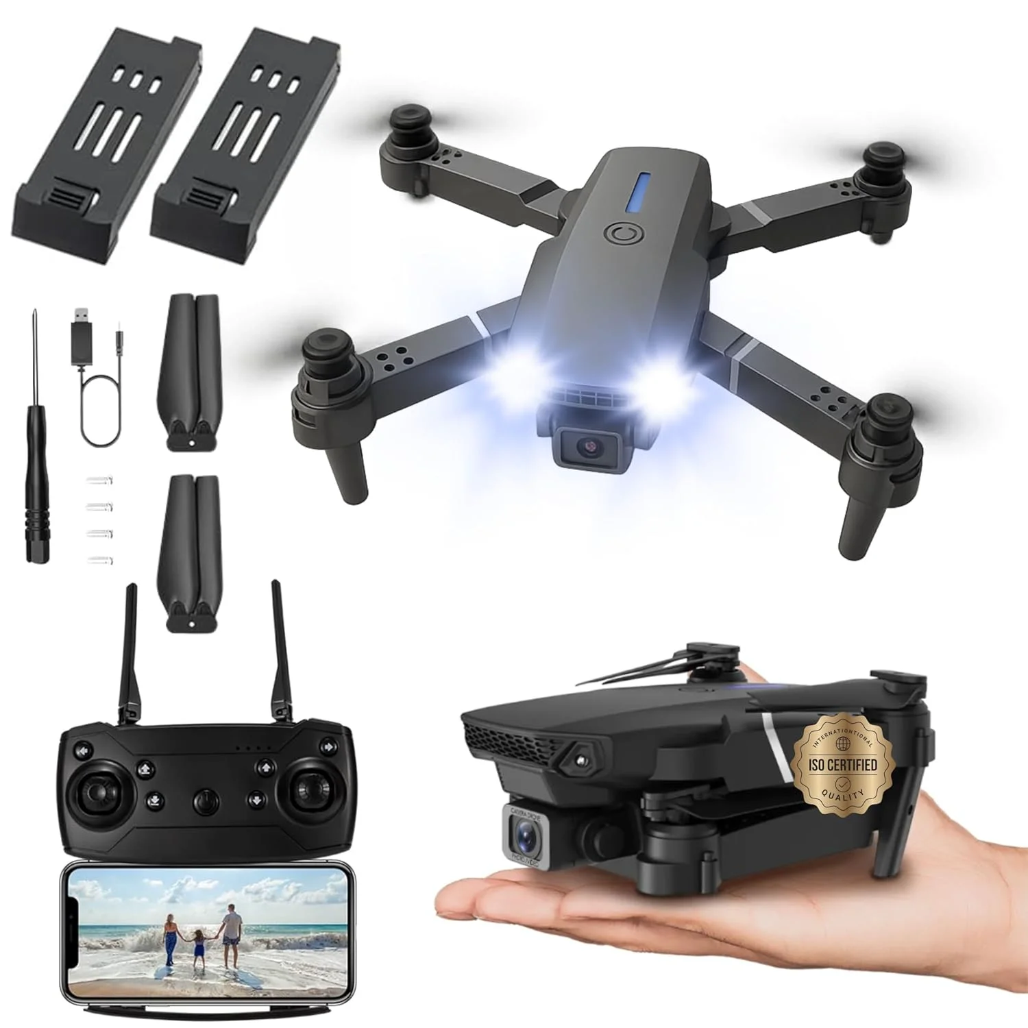 Dron con Cámara 720p – 3 Modos de Potencia, 2 Baterías, 20 Min Vuelo