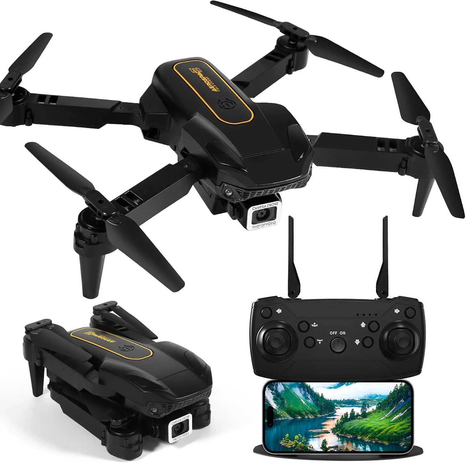 Drone con Cámara 1080P – 3 Modos Velocidad, 360° Flip, Plegable con Bolsa de Transporte