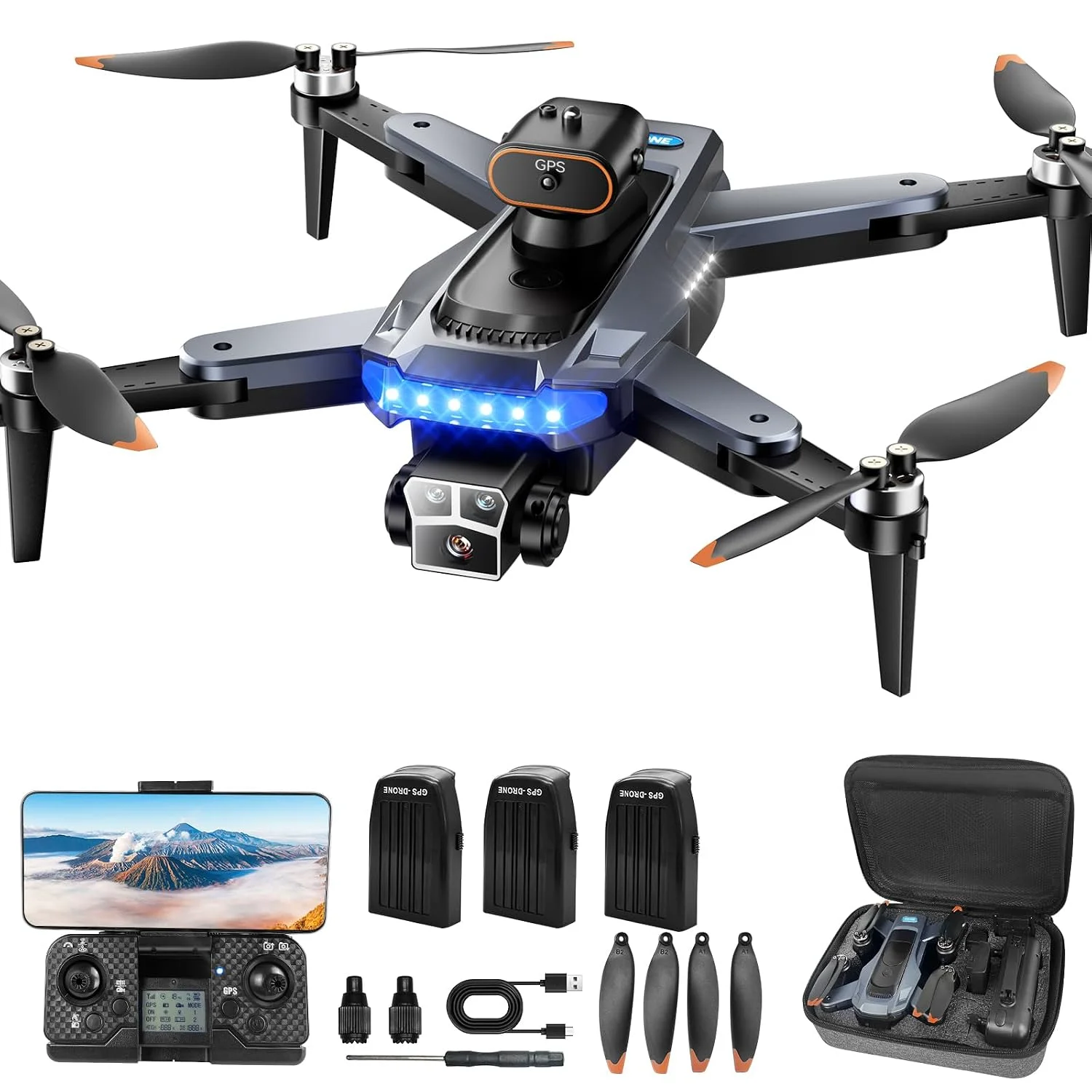 Dron con Cámara 4K GPS – 54 Min Vuelo (3 Baterías) y Motor Sin Escobillas
