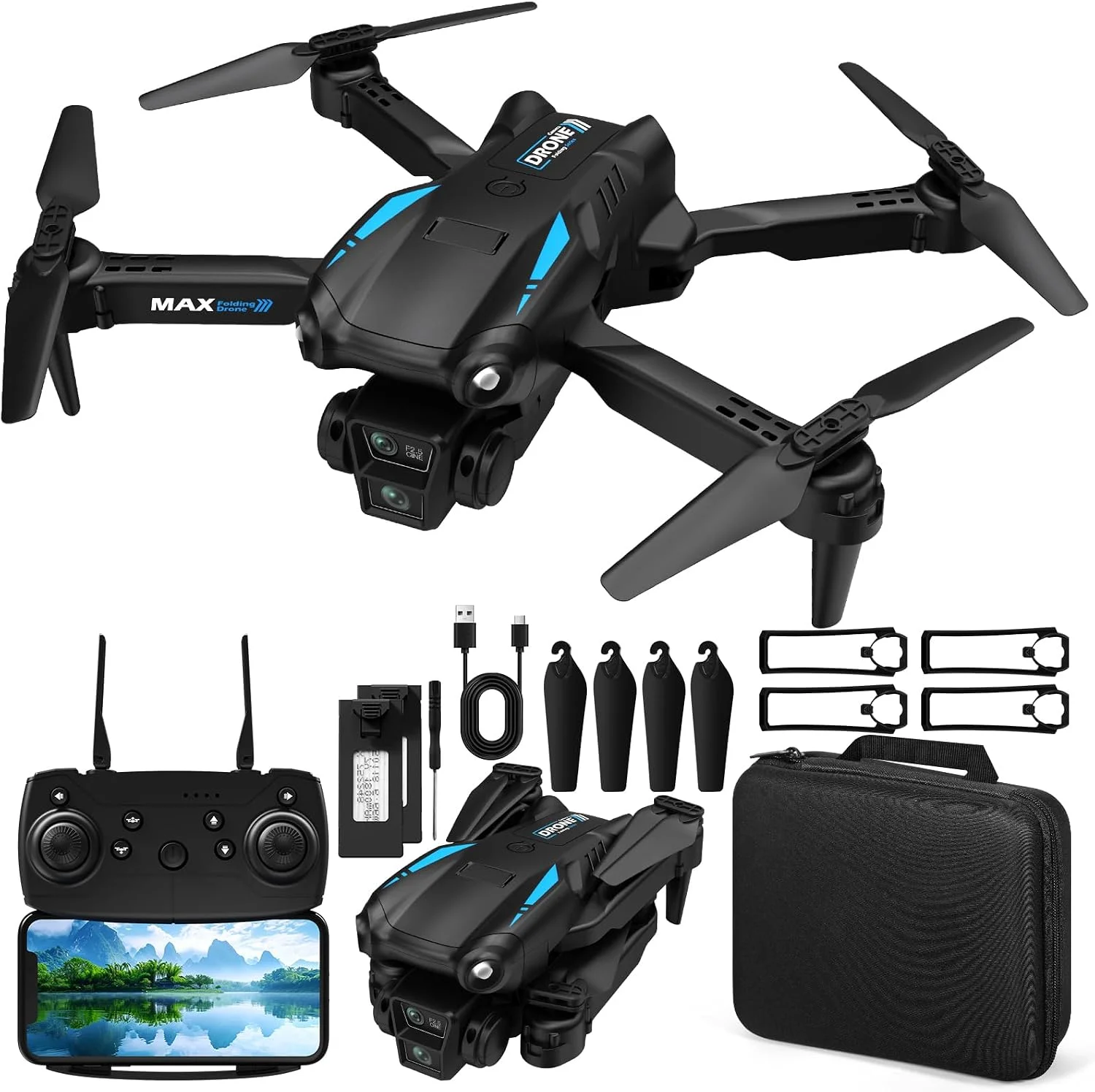 Dron Cámara 4K HD Plegable para Niños – Giro 3D + Modo Sin Cabeza