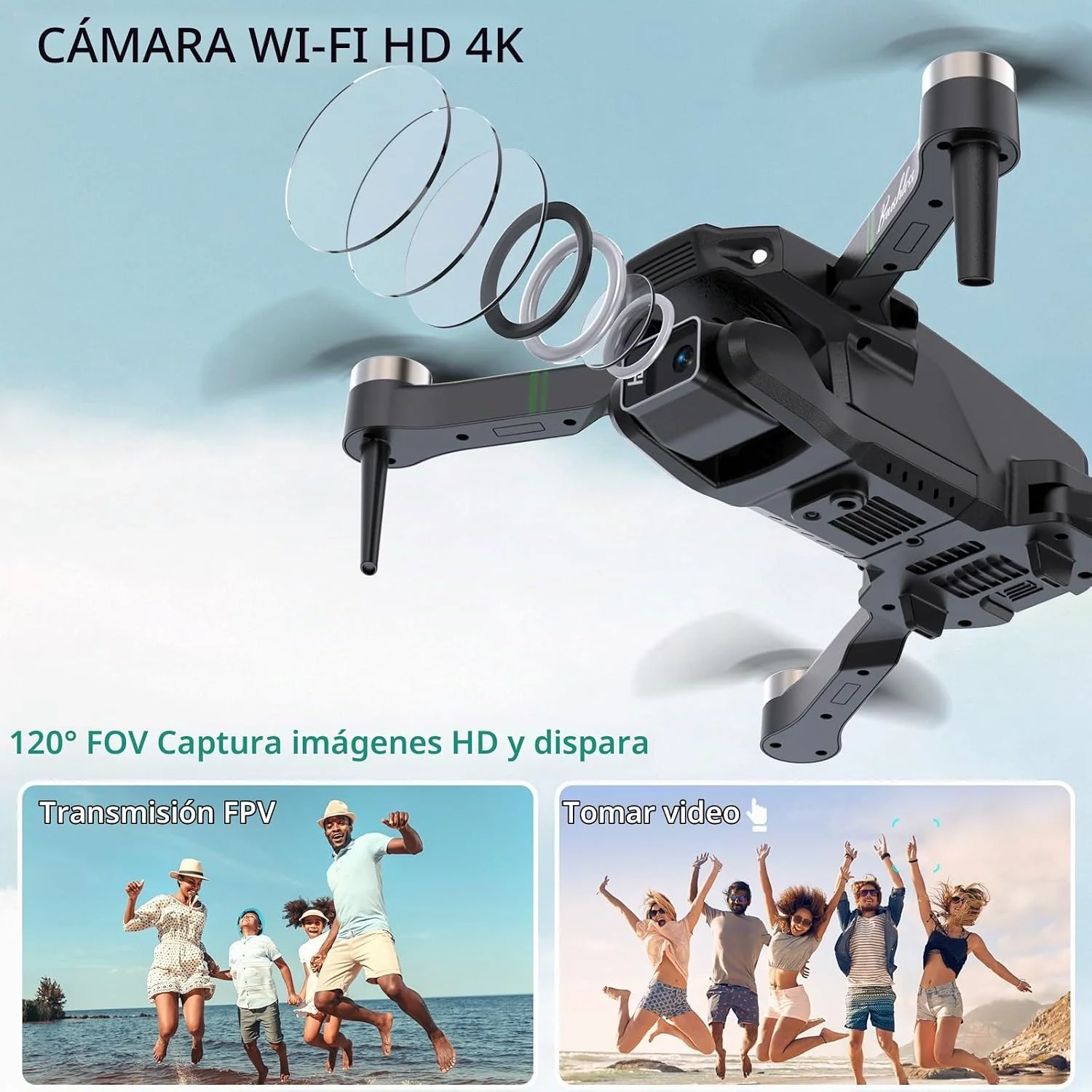 Dron Plegable con Cámara 1080P – Aterriza con un Clic y 3D Flip