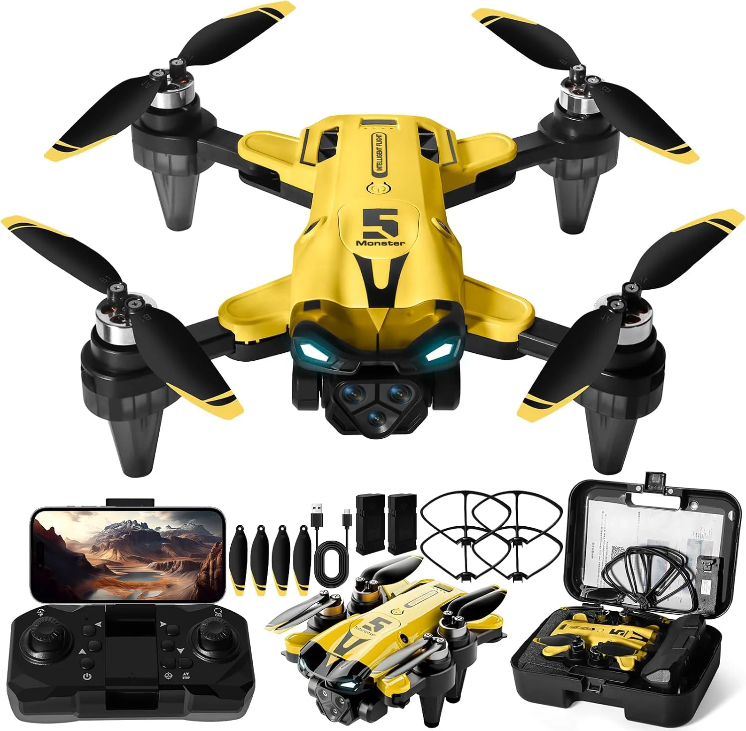 Dron con Cámara 4K HD para Principiantes – Plegable, Motor Sin Escobillas, Waypoint