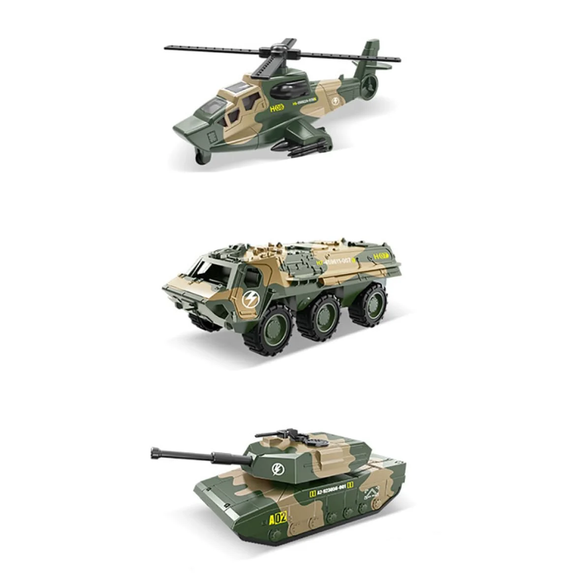Vehículos fundidos a presión: 3 Piezas de Juguetes Coche Modelo Militar