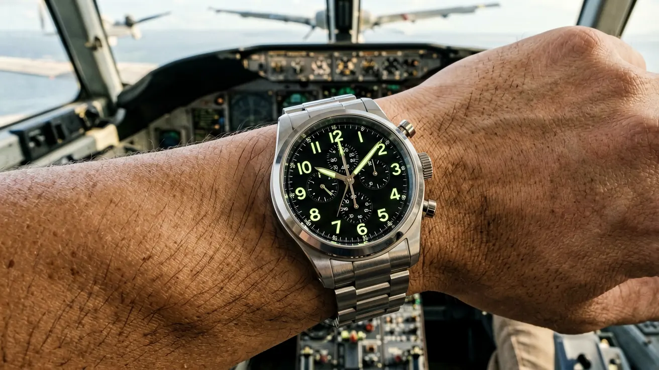 Reloj de aviador en la cabina de un avión