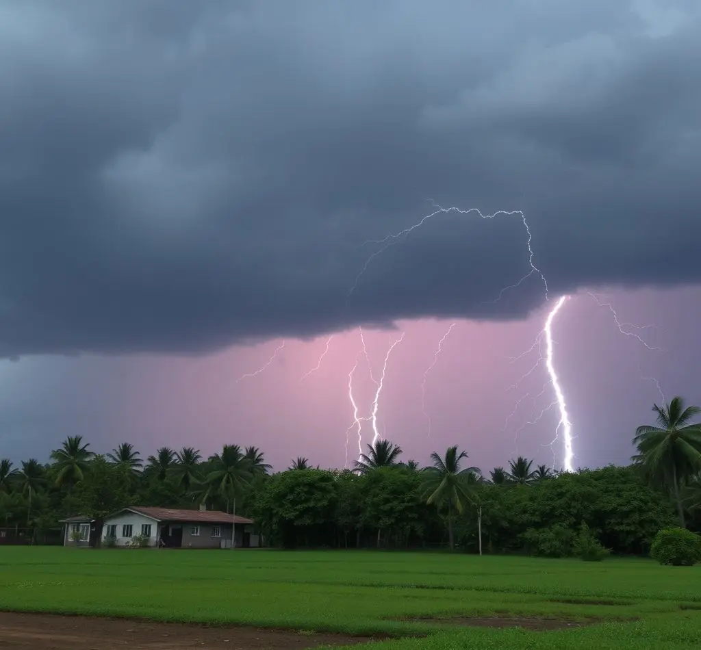 tormenta sobre aeropuerto